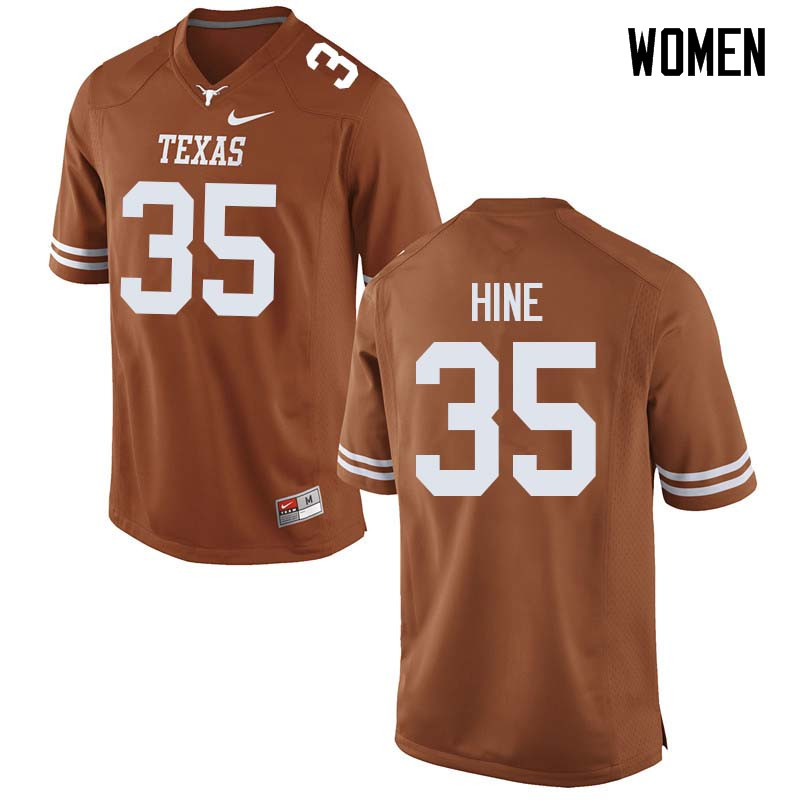 Women #35 Russell Hine Texas Longhorns College Football Jerseys Sale-Orange